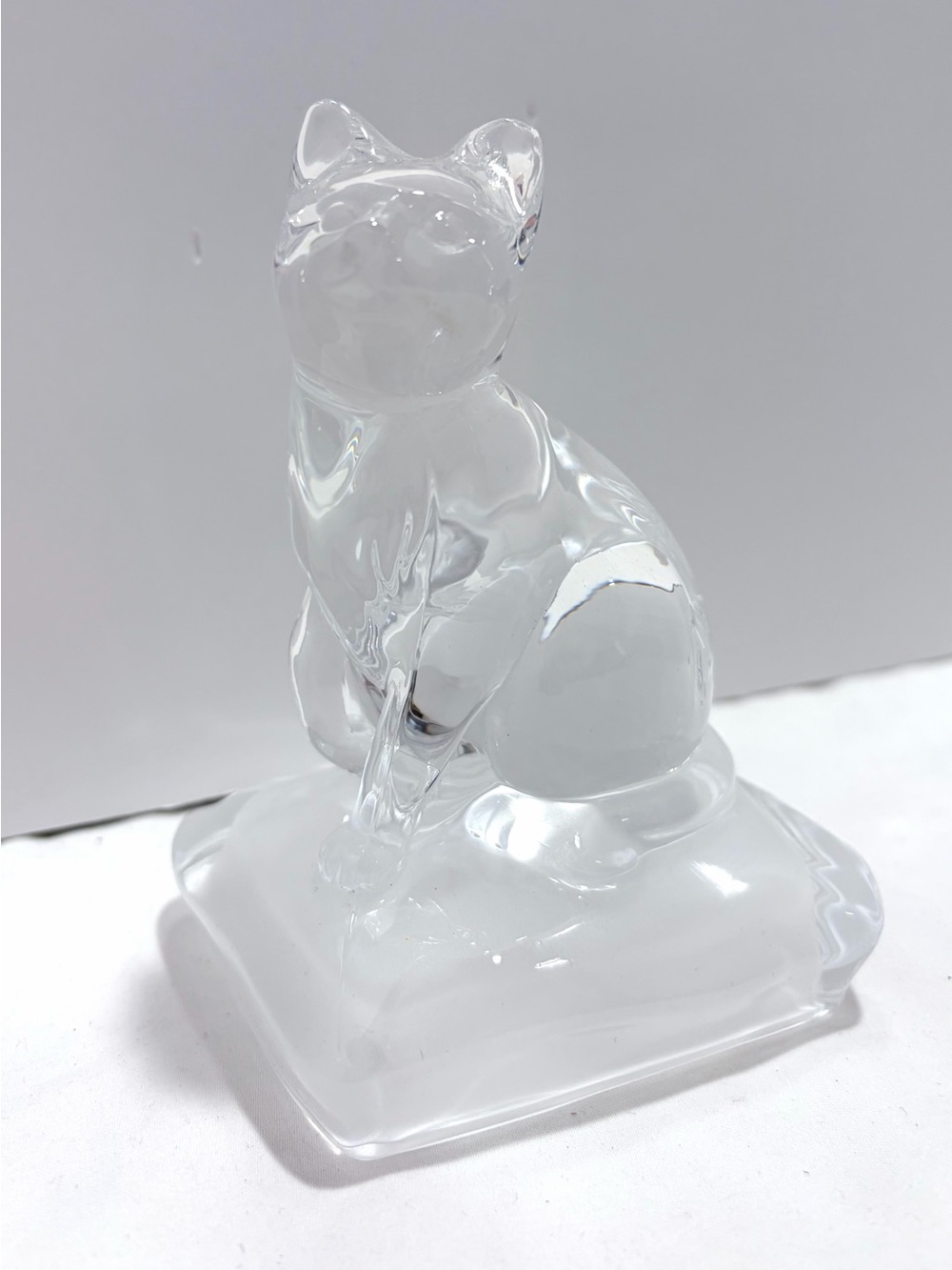 Vintage Cristal d'Arques Clear Glass Cat Decorative Ornament 24% Lead Crystal